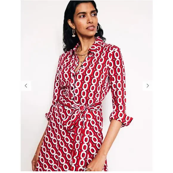 BODEN Laura Jersey Midi Shirt in Red Chain Pattern // 8 - Picture 13 of 13